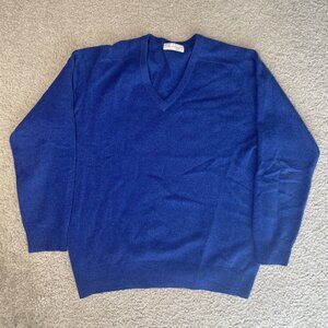 Harvie & Hudson Blue V-neck Sweater Pure Lambswool Men’s Size L - EU50 UK42”